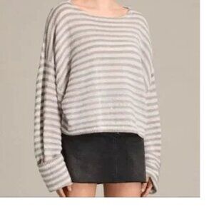 ALL SAINTS Cassio Striped Oversized Boat Neck Long Sleeve Sweater size Large